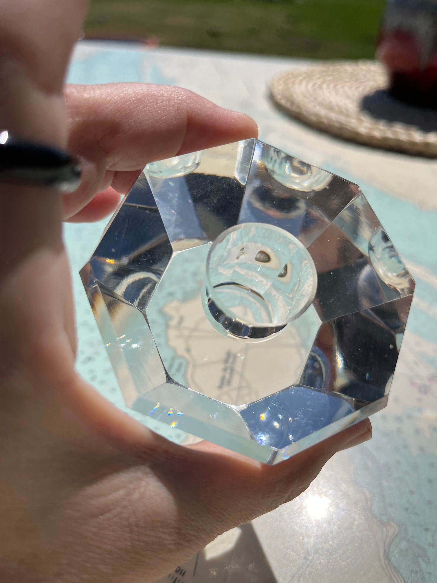 Vintage Crystal Octagon Tapered Candle Holders