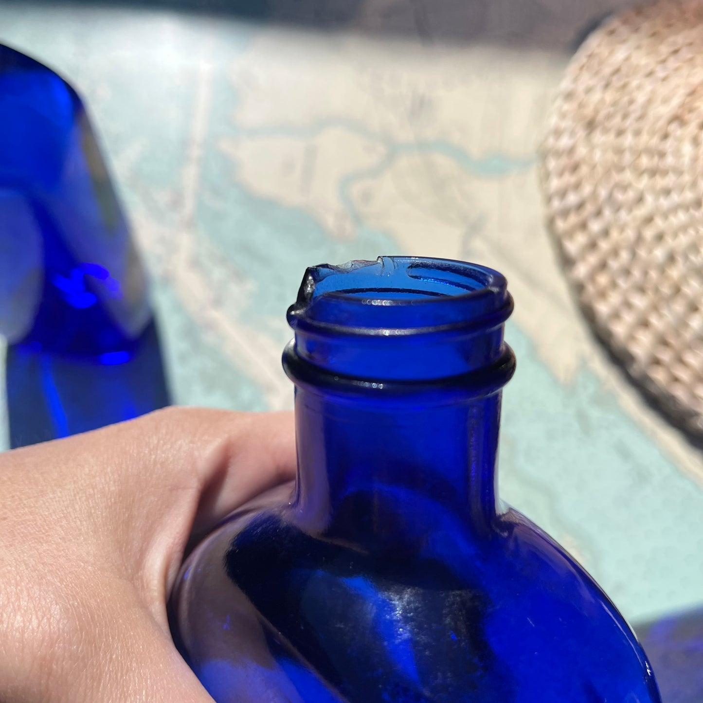 Vintage Cobalt Glass Bottles (Set of 3)