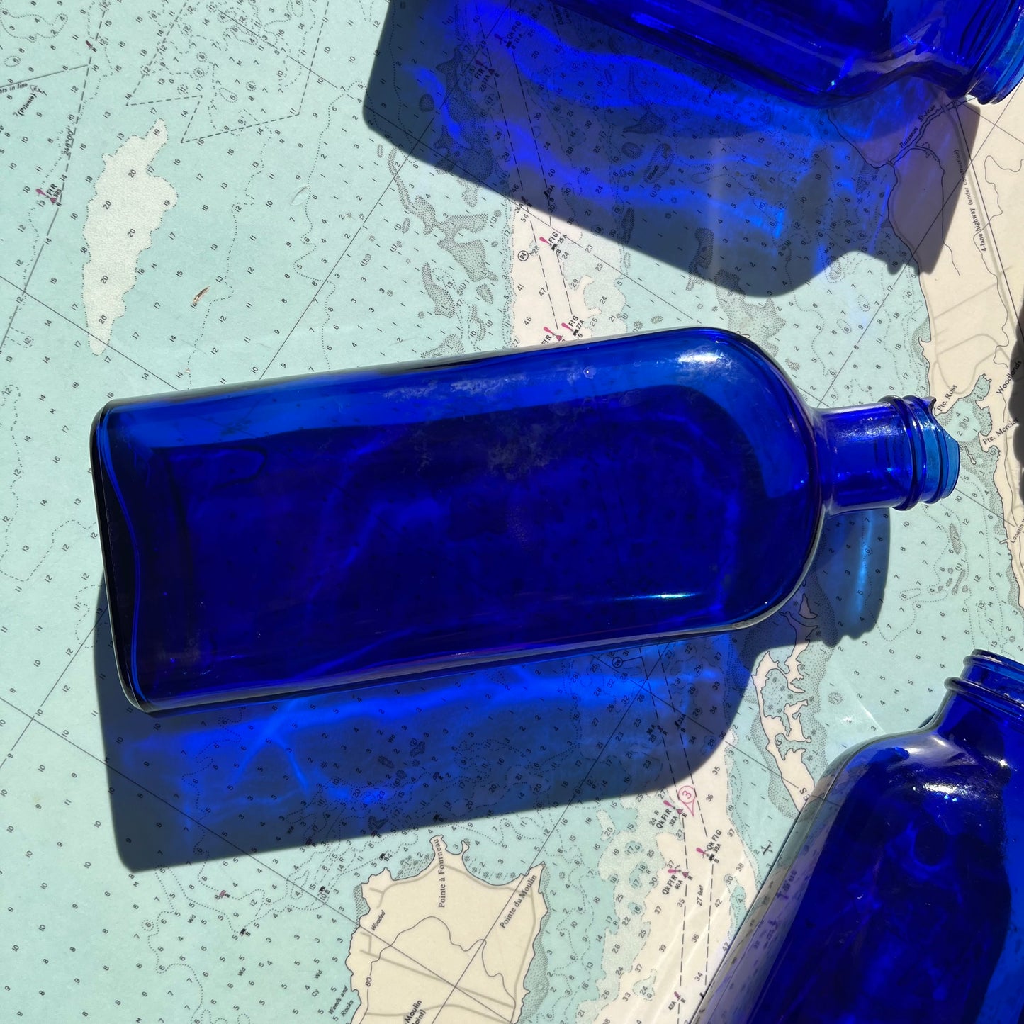 Vintage Cobalt Glass Bottles (Set of 3)