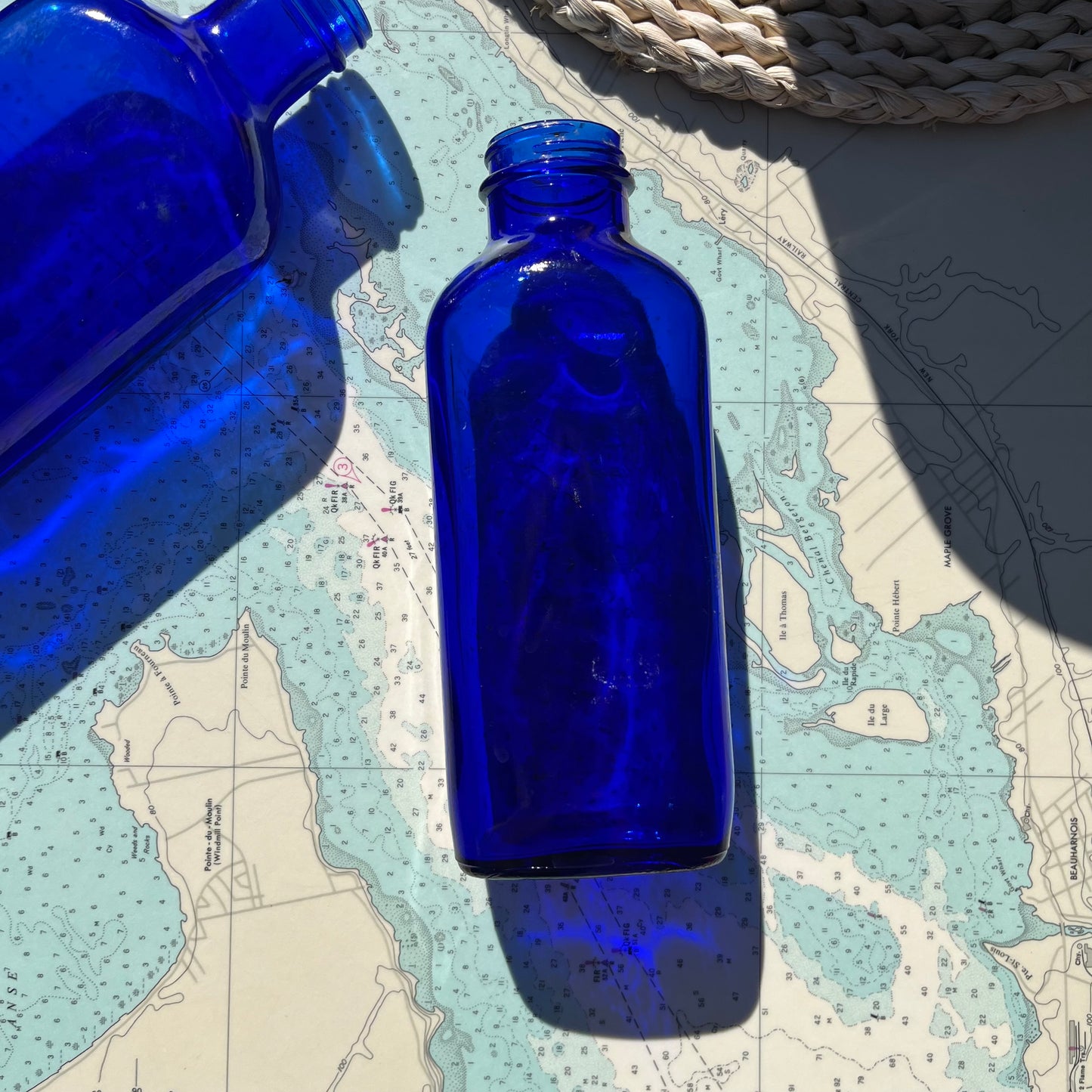 Vintage Cobalt Glass Bottles (Set of 3)