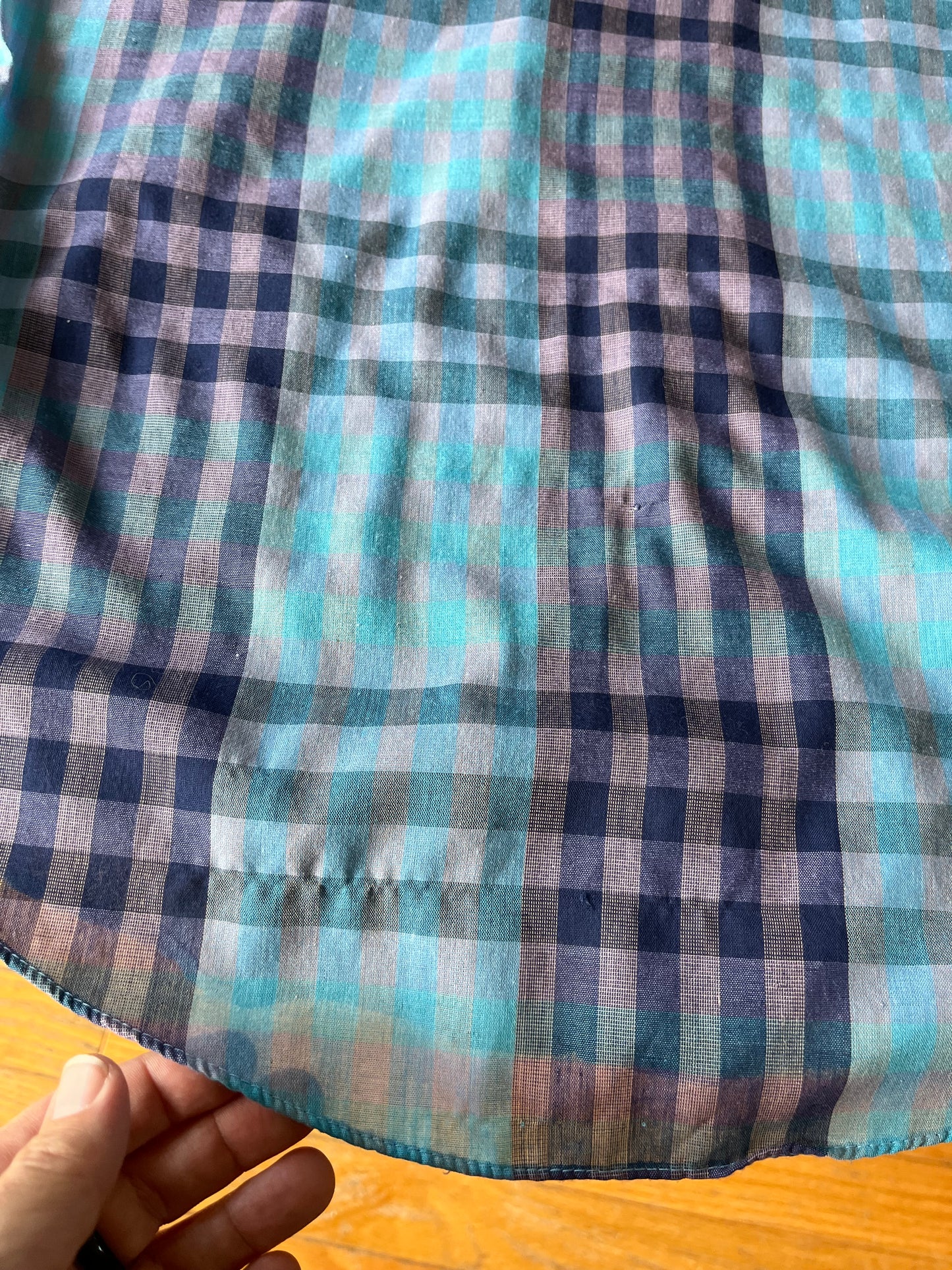 Vintage Loren Scott Blue Plaid Button Up Shirt