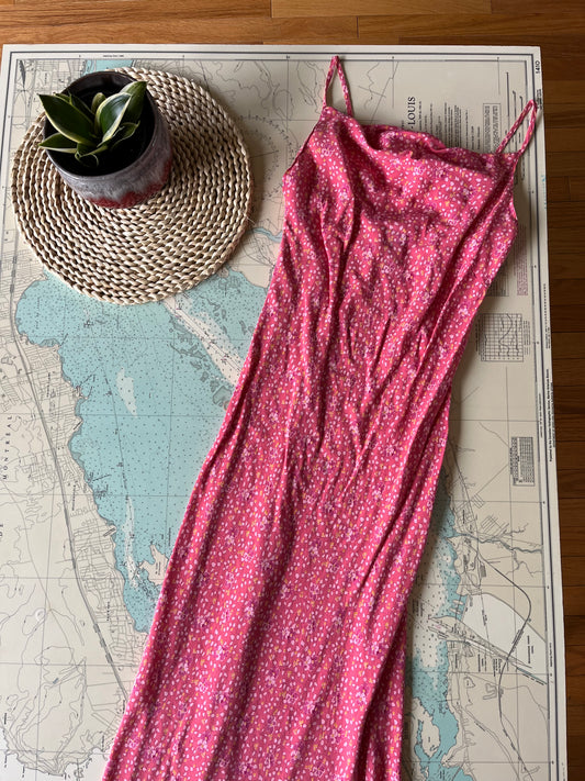 Vintage 00s Gap Pink Floral Scoop Neck Dress