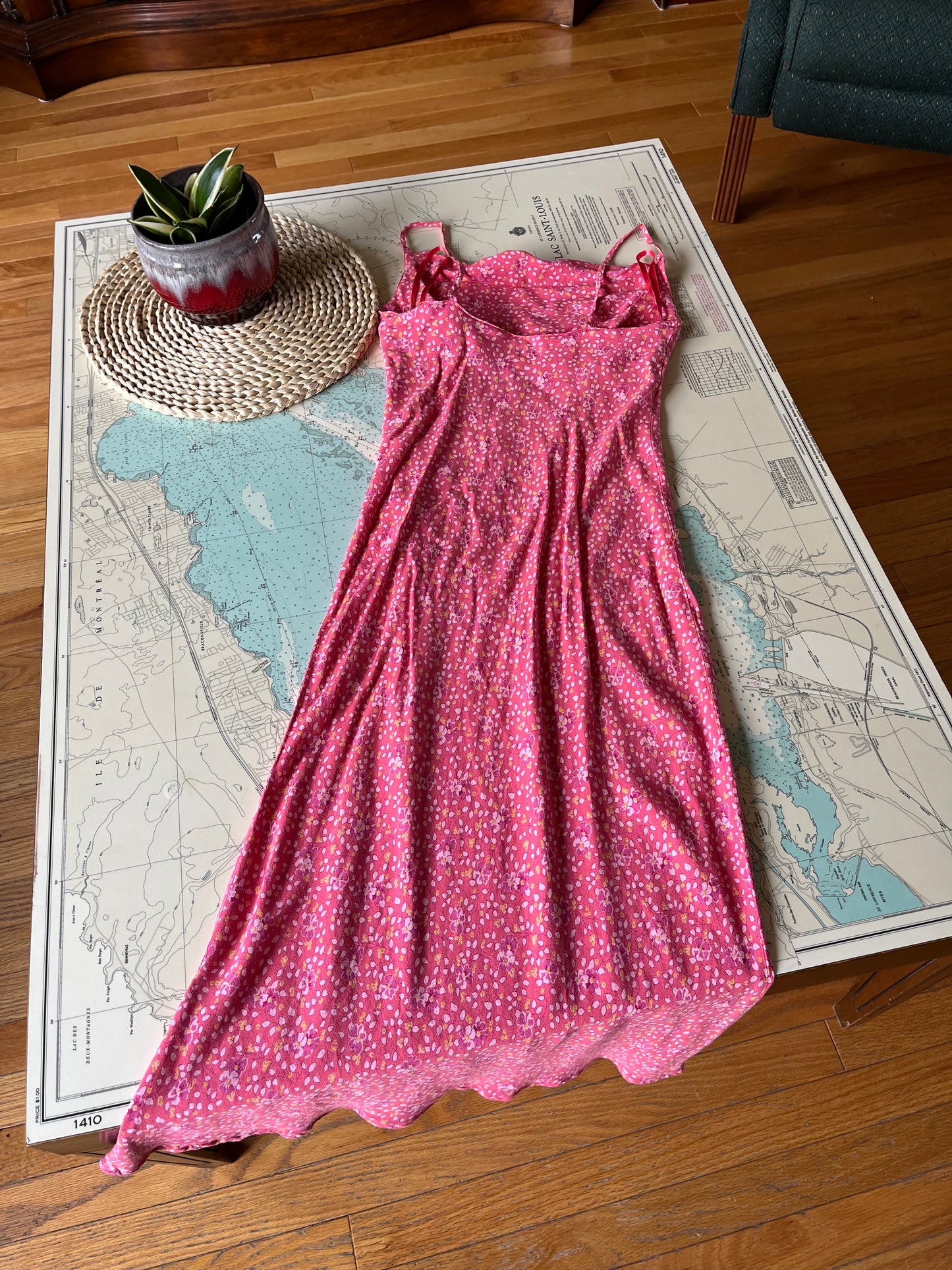 Vintage 00s Gap Pink Floral Scoop Neck Dress
