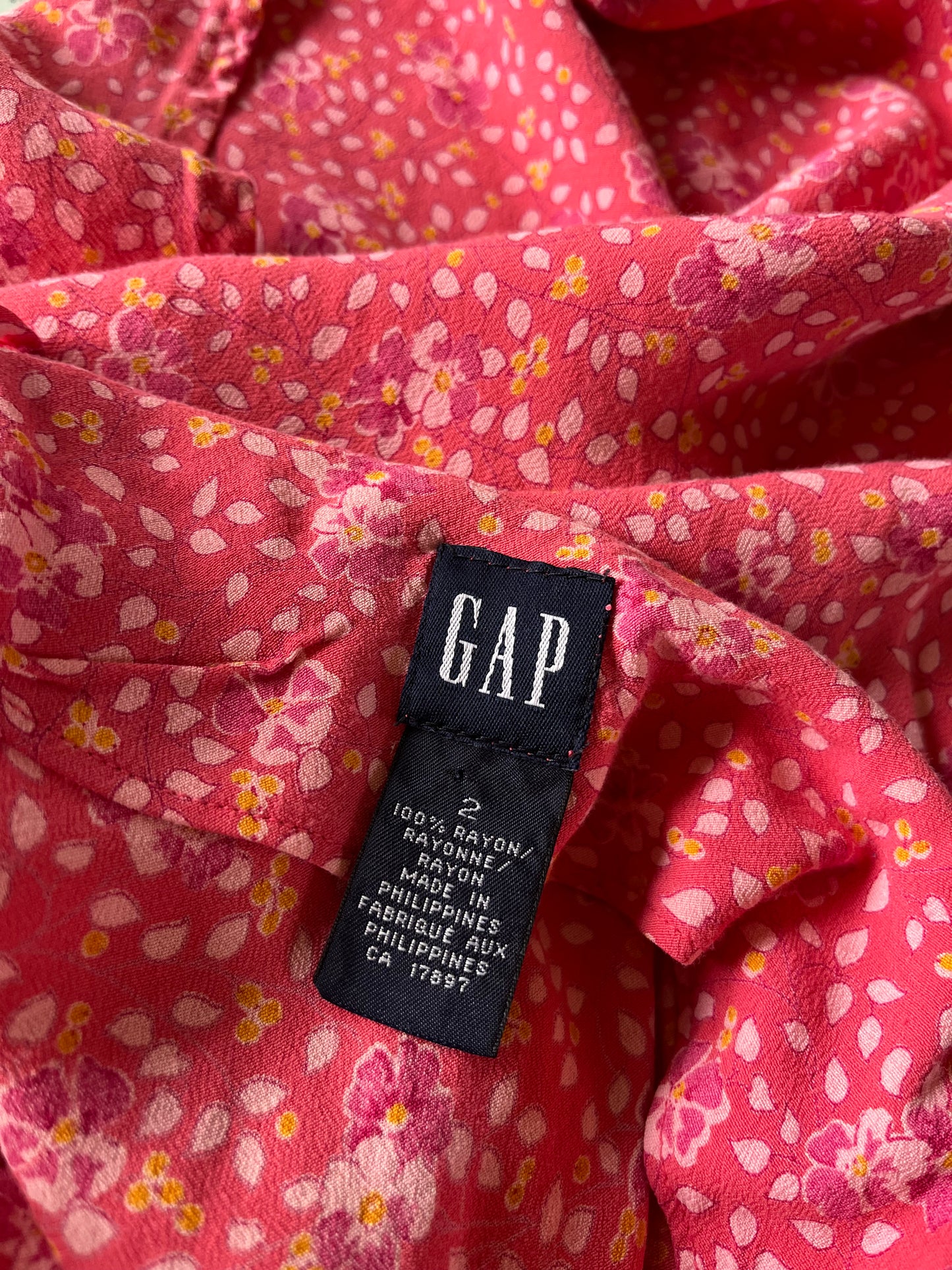 Vintage 00s Gap Pink Floral Scoop Neck Dress