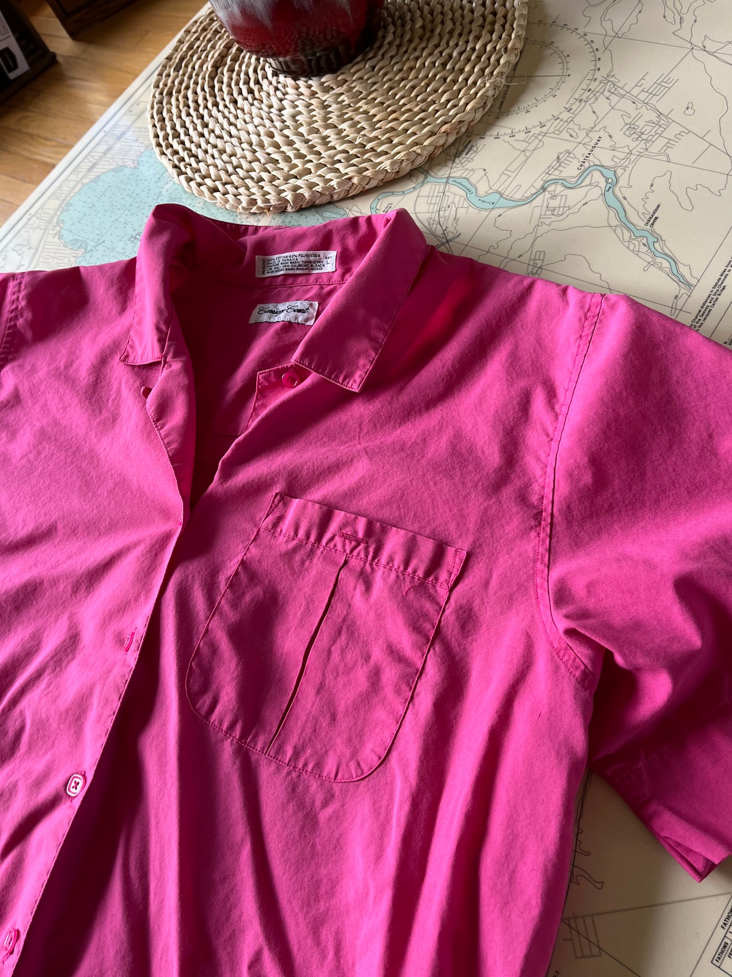 Vintage Pink Carriage Court Cropped Button Up