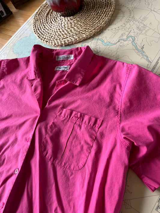 Vintage Pink Carriage Court Cropped Button Up