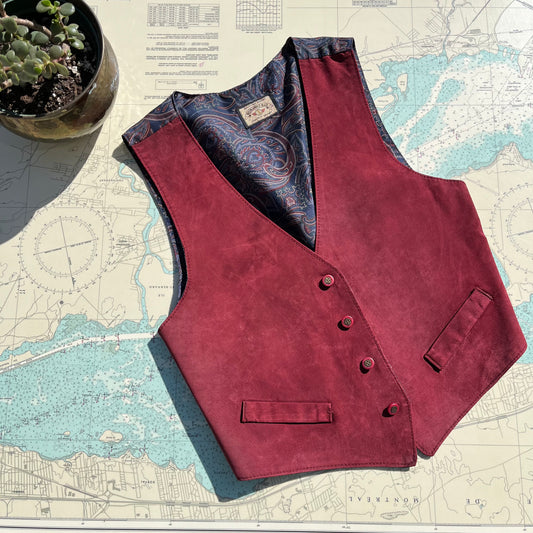 Vintage Burgundy Suede Runaway Bay Vest
