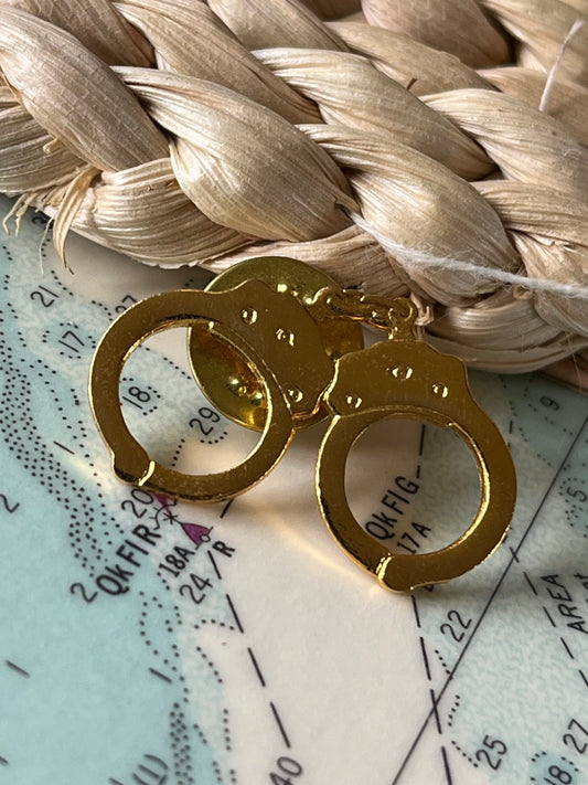 Vintage Gold Handcuffs Pin