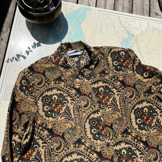 Vintage 80s Clandestine Paisley Polyester Blouse