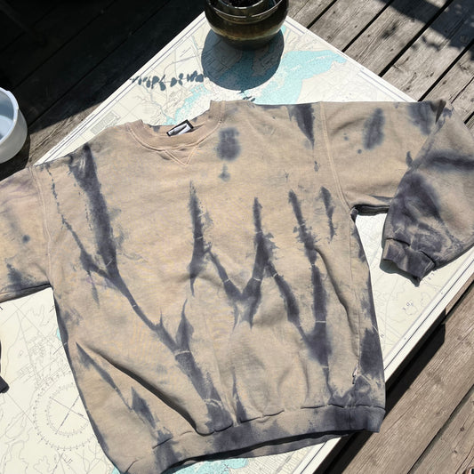 Vintage Mountain Ridge Distressed & Dyed Crewneck Sweatshirt