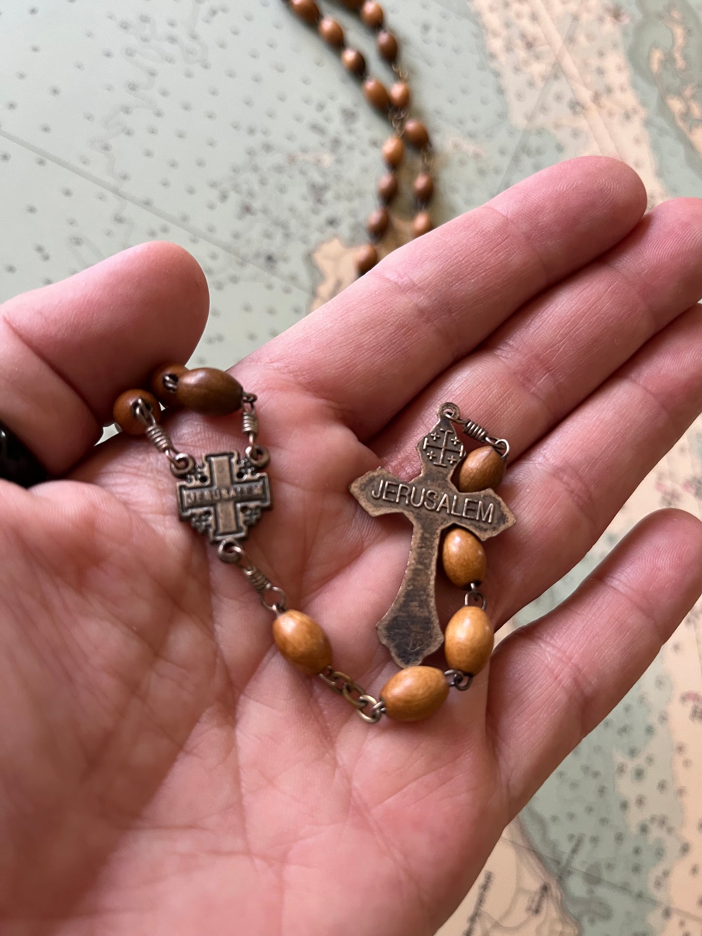Vintage Wooden Beaded Rosary