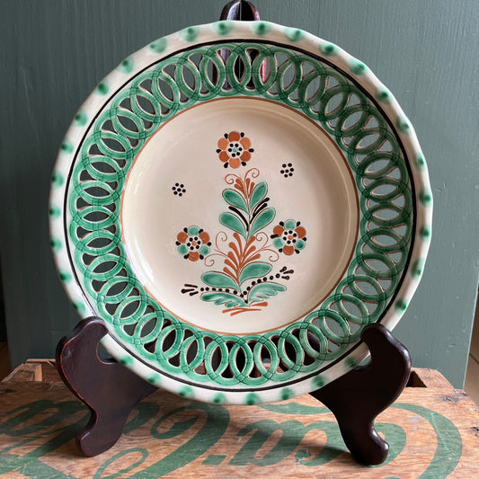 Vintage Czech Ceramic Decorative Floral Wall Plate