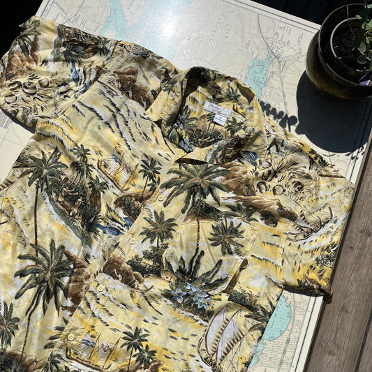 Vintage Hawaii Silkyway Silk Hawaiian Button Up T Shirt