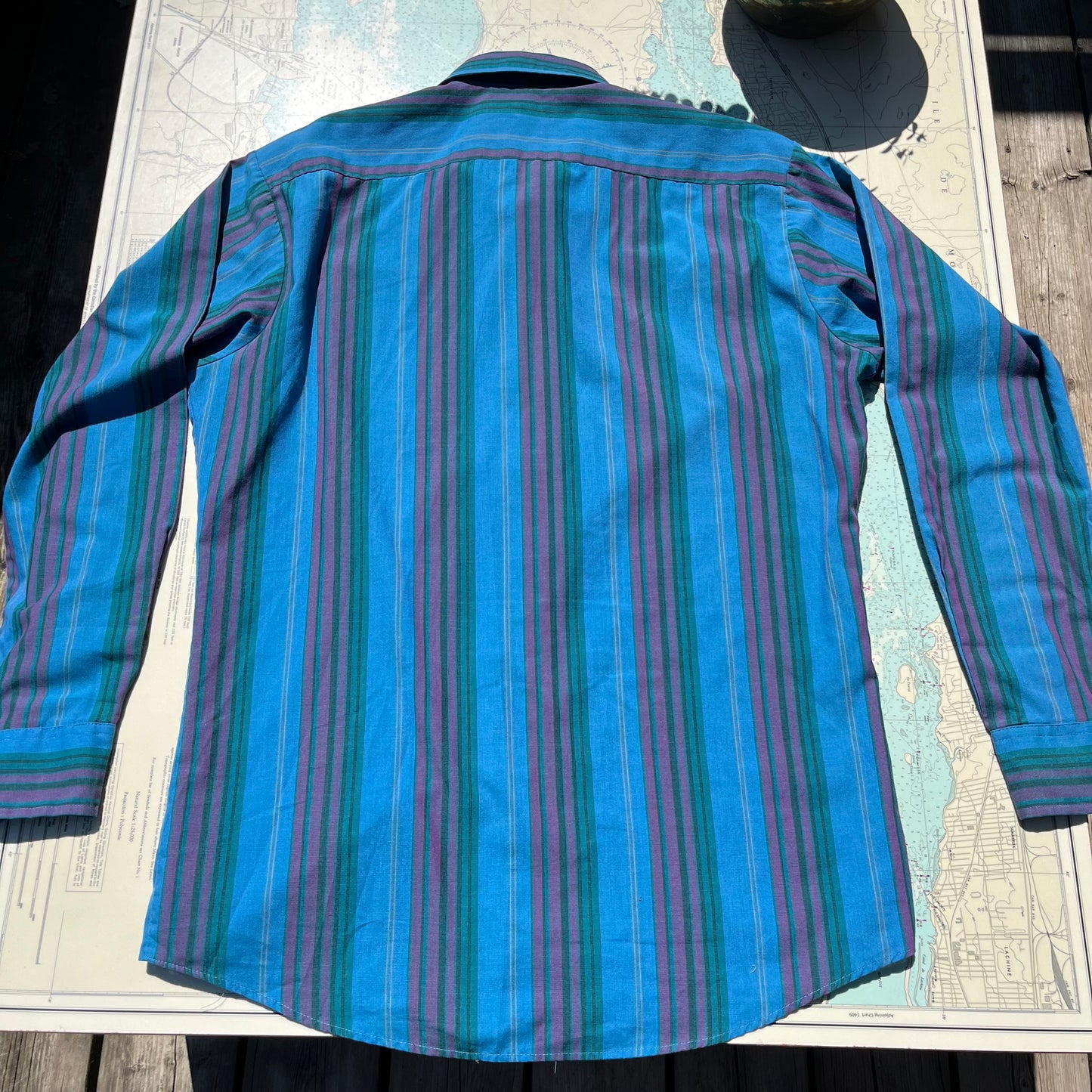 Vintage 80s Vertical Stripe SteepleChase Button Up Shirt