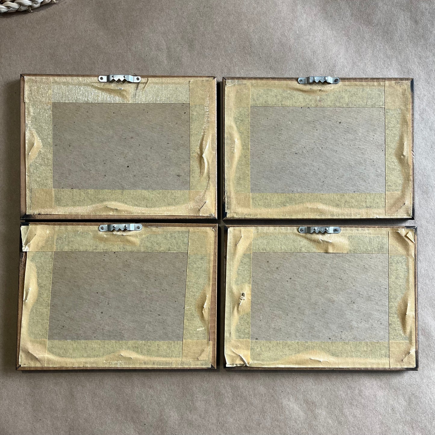 Vintage Set of Four Owl Family Framed Prints