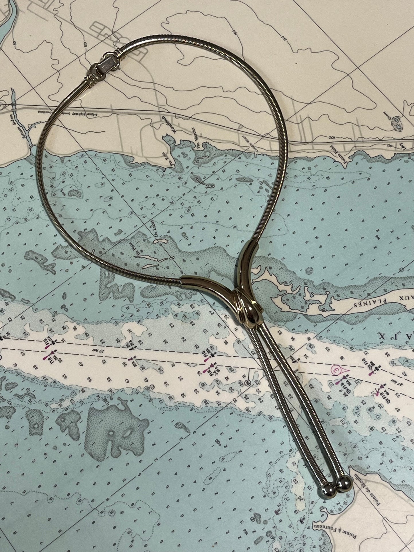 Vintage Gold and Silver Adjustable Bolo Necklace / Tie