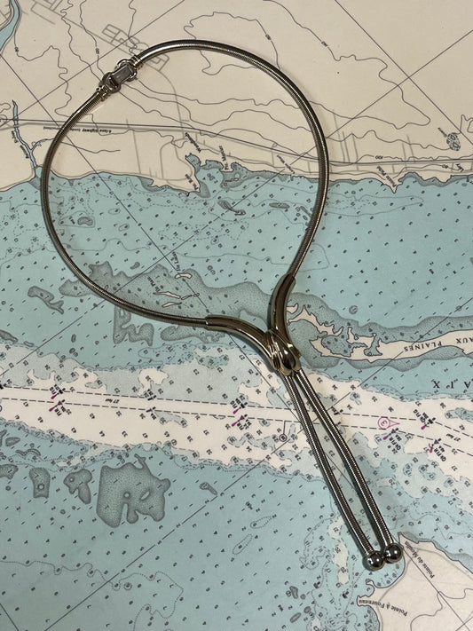 Vintage Gold and Silver Adjustable Bolo Necklace / Tie