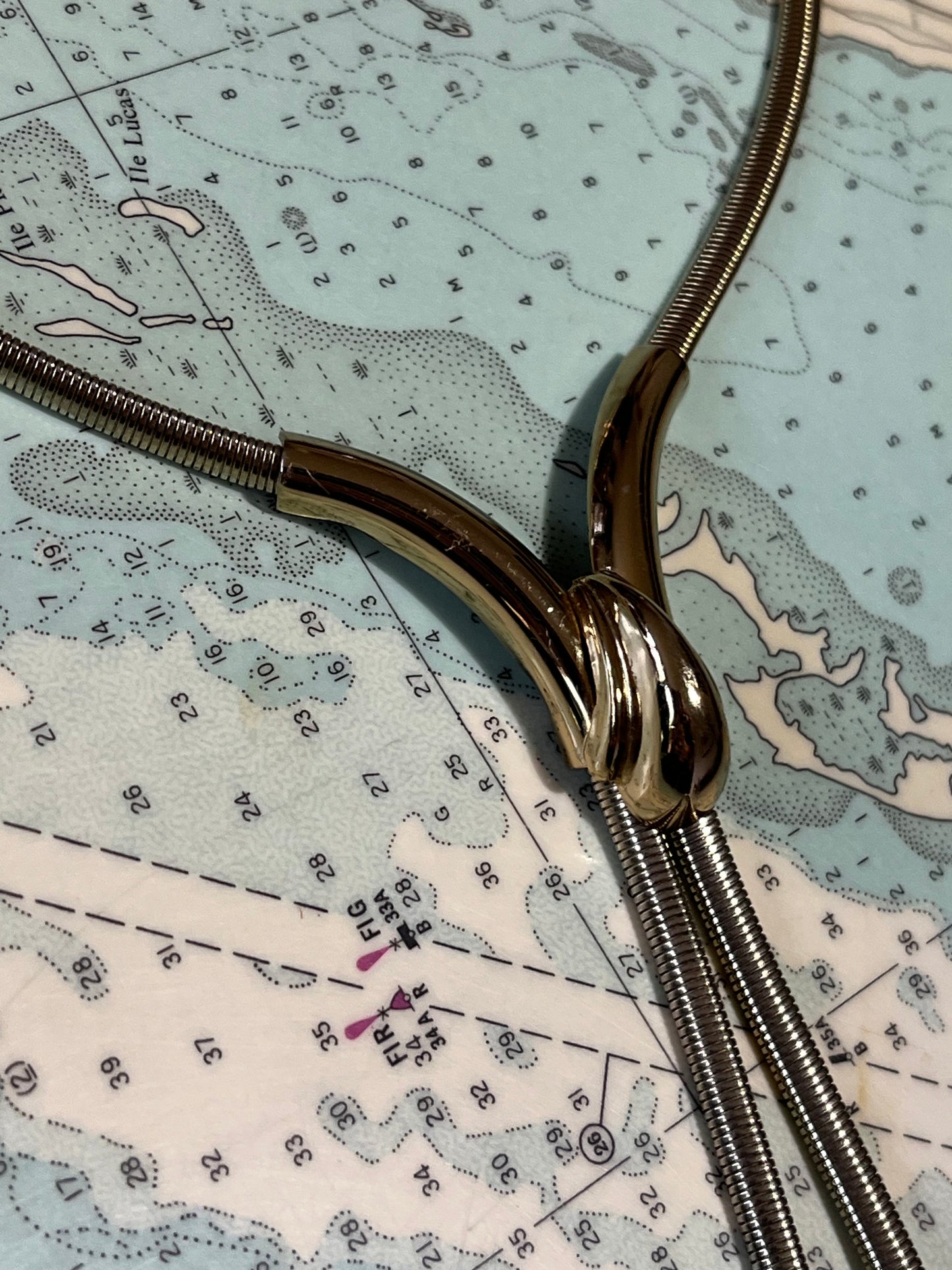 Vintage Gold and Silver Adjustable Bolo Necklace / Tie