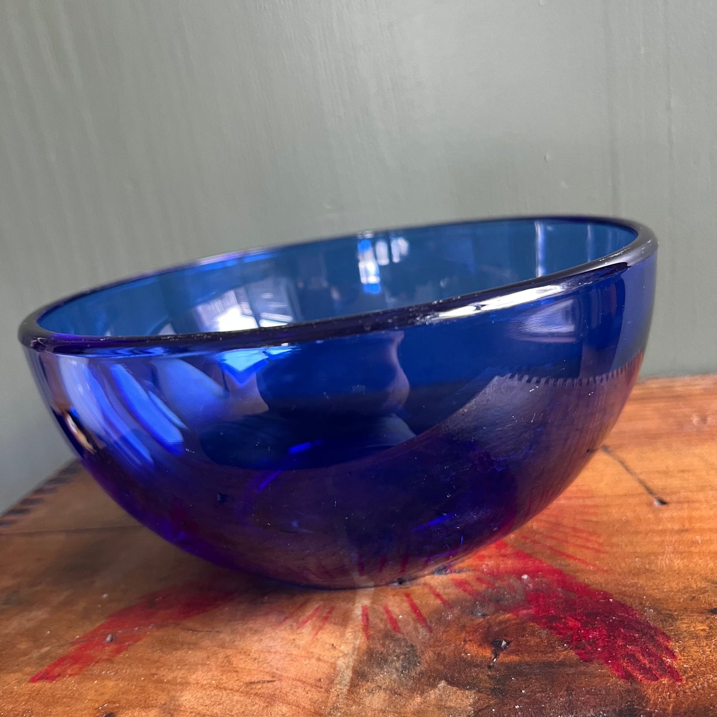Vintage 90s Cobalt Blue Glass Cereal Bowl