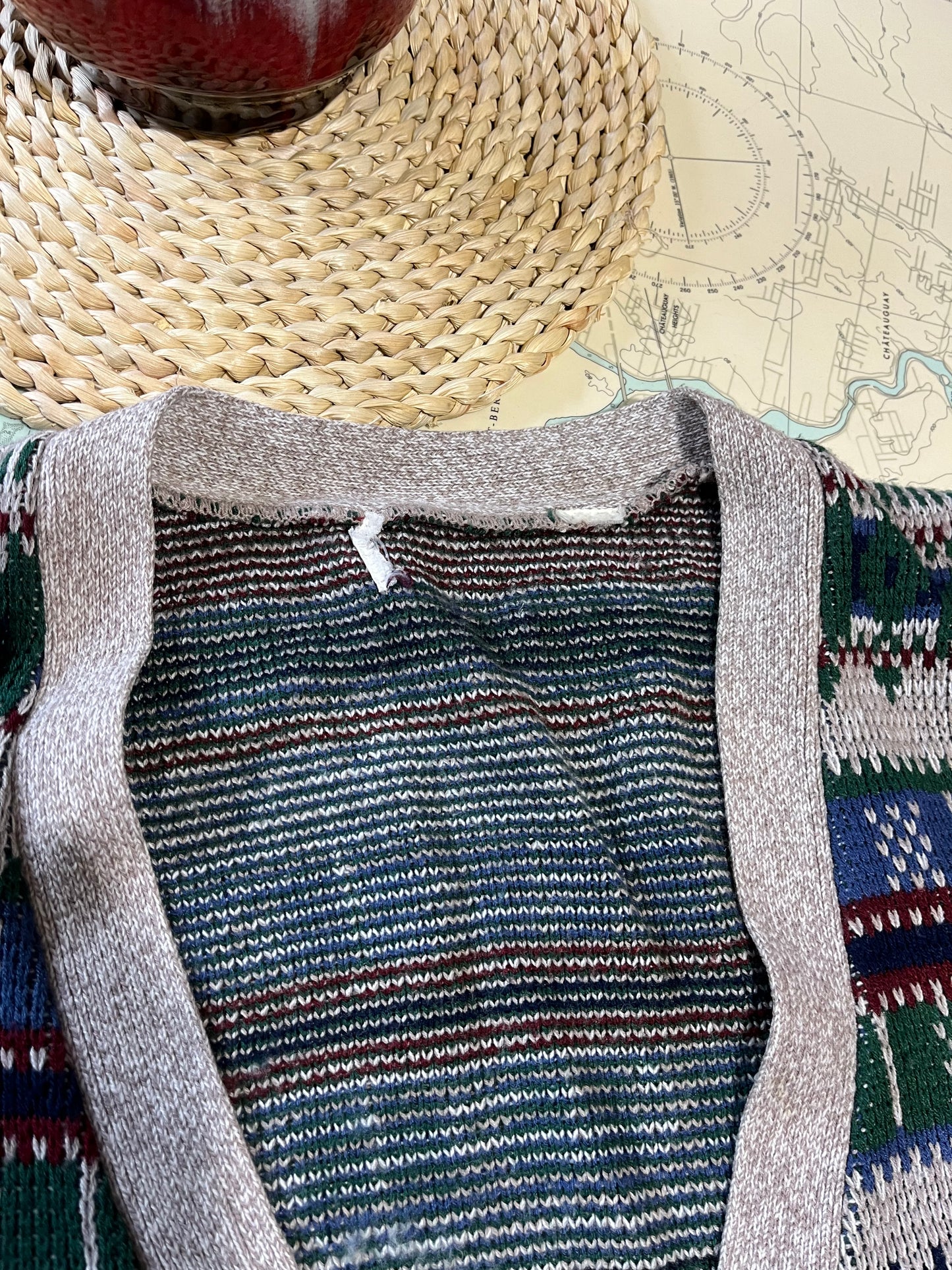 Vintage Oversized Woven Knit Vest / Cardigan