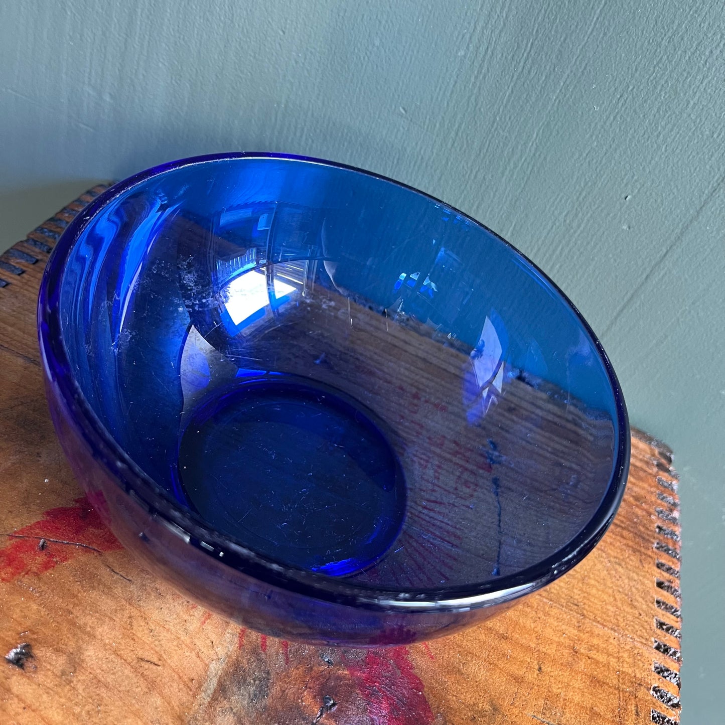 Vintage 90s Cobalt Blue Glass Cereal Bowl