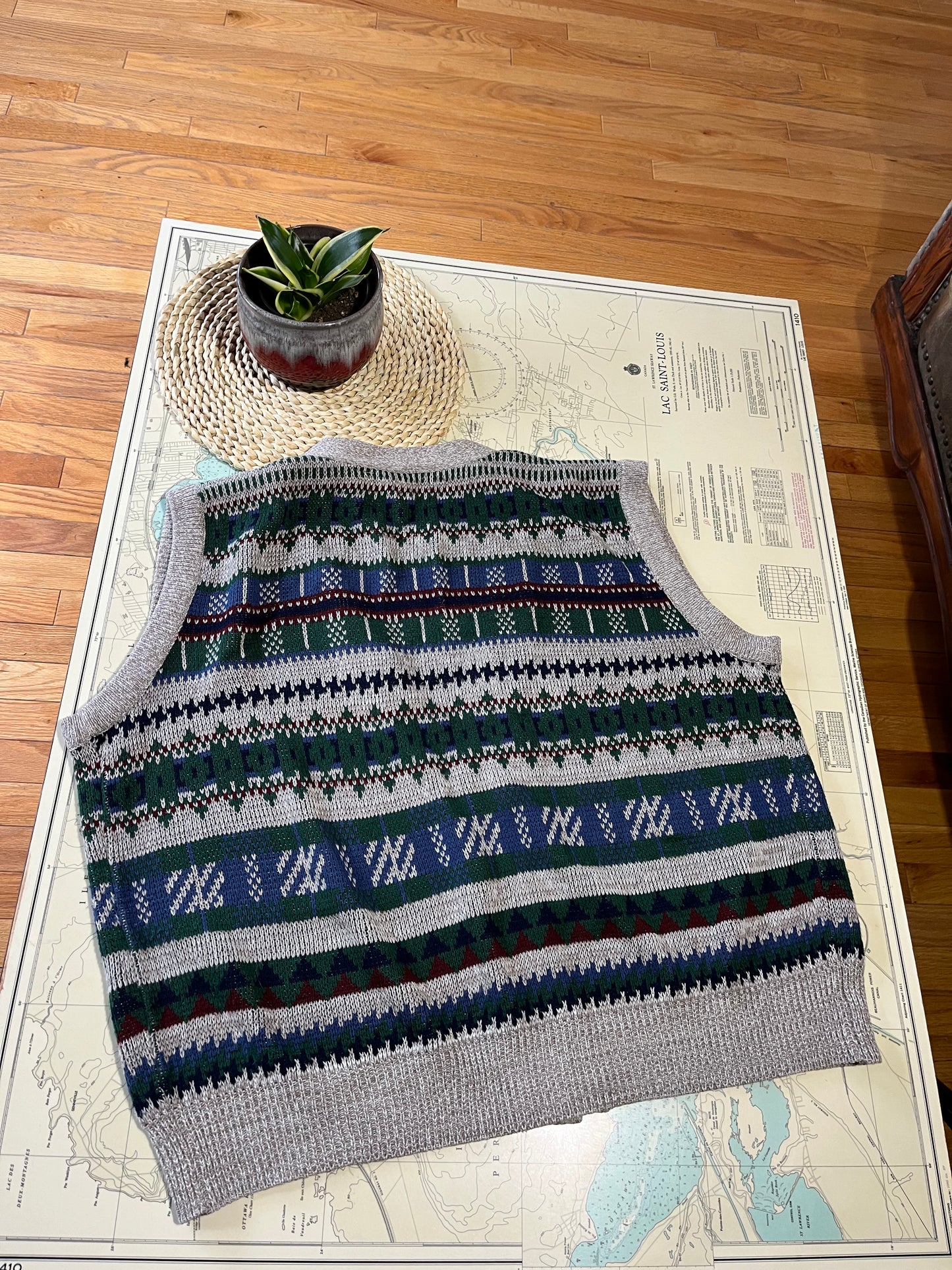 Vintage Oversized Woven Knit Vest / Cardigan