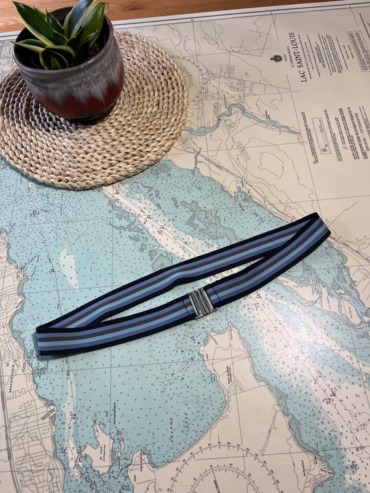 Vintage Blue Striped Elastic Belt