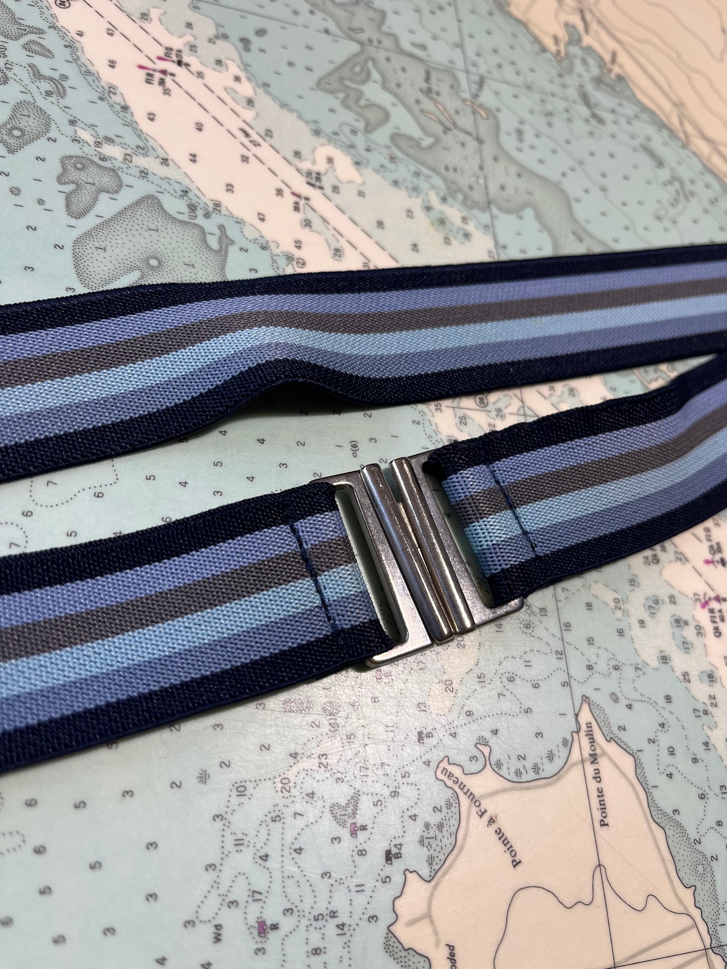 Vintage Blue Striped Elastic Belt