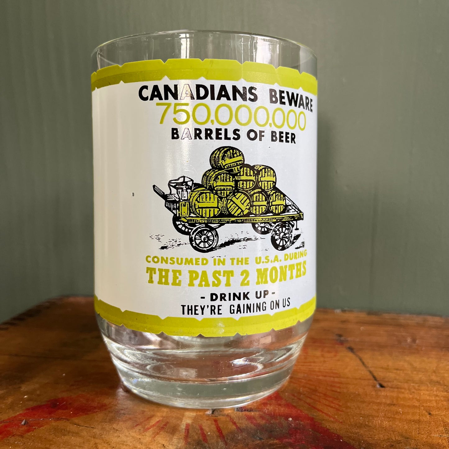 Vintage Canadians Beware Graphic Glass Beer Stein / Mug