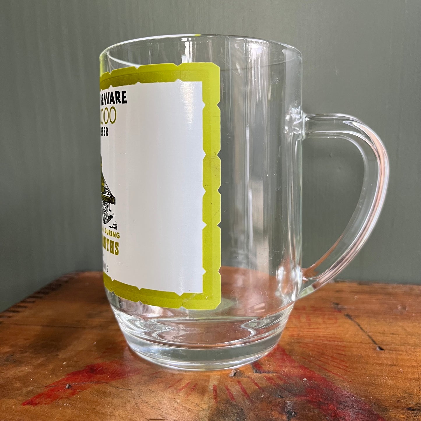 Vintage Canadians Beware Graphic Glass Beer Stein / Mug