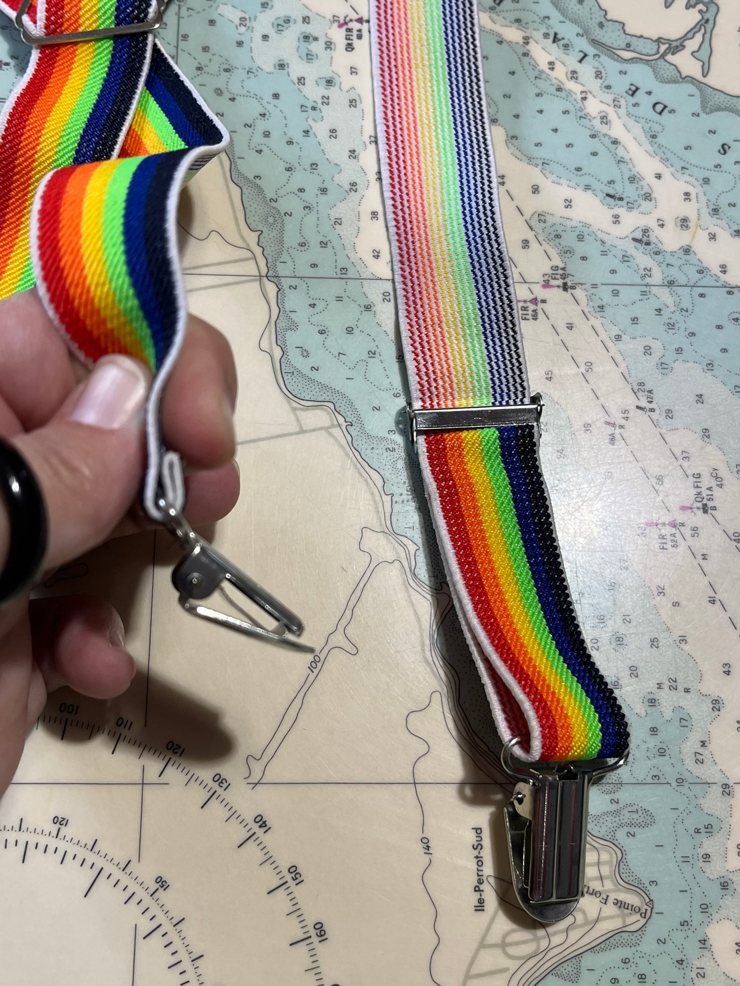Vintage Rainbow Elastic Suspenders