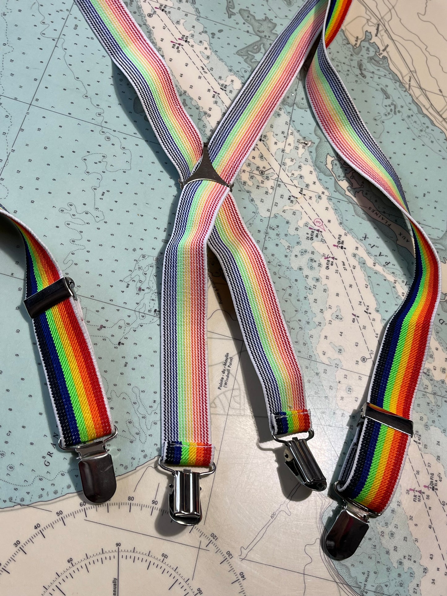 Vintage Rainbow Elastic Suspenders