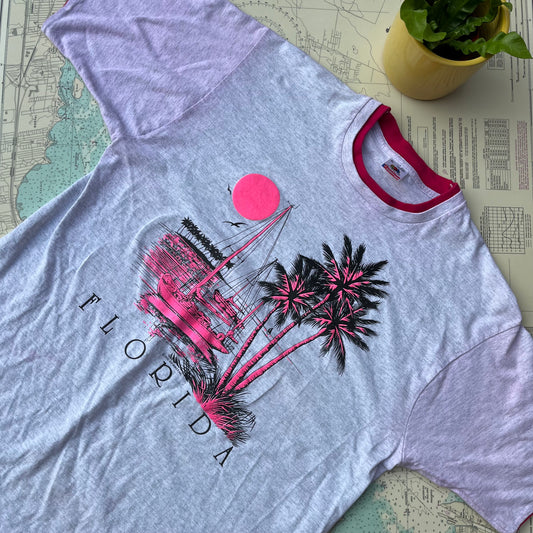 Vintage 1990 Neon Florida Graphic Tourism Tee