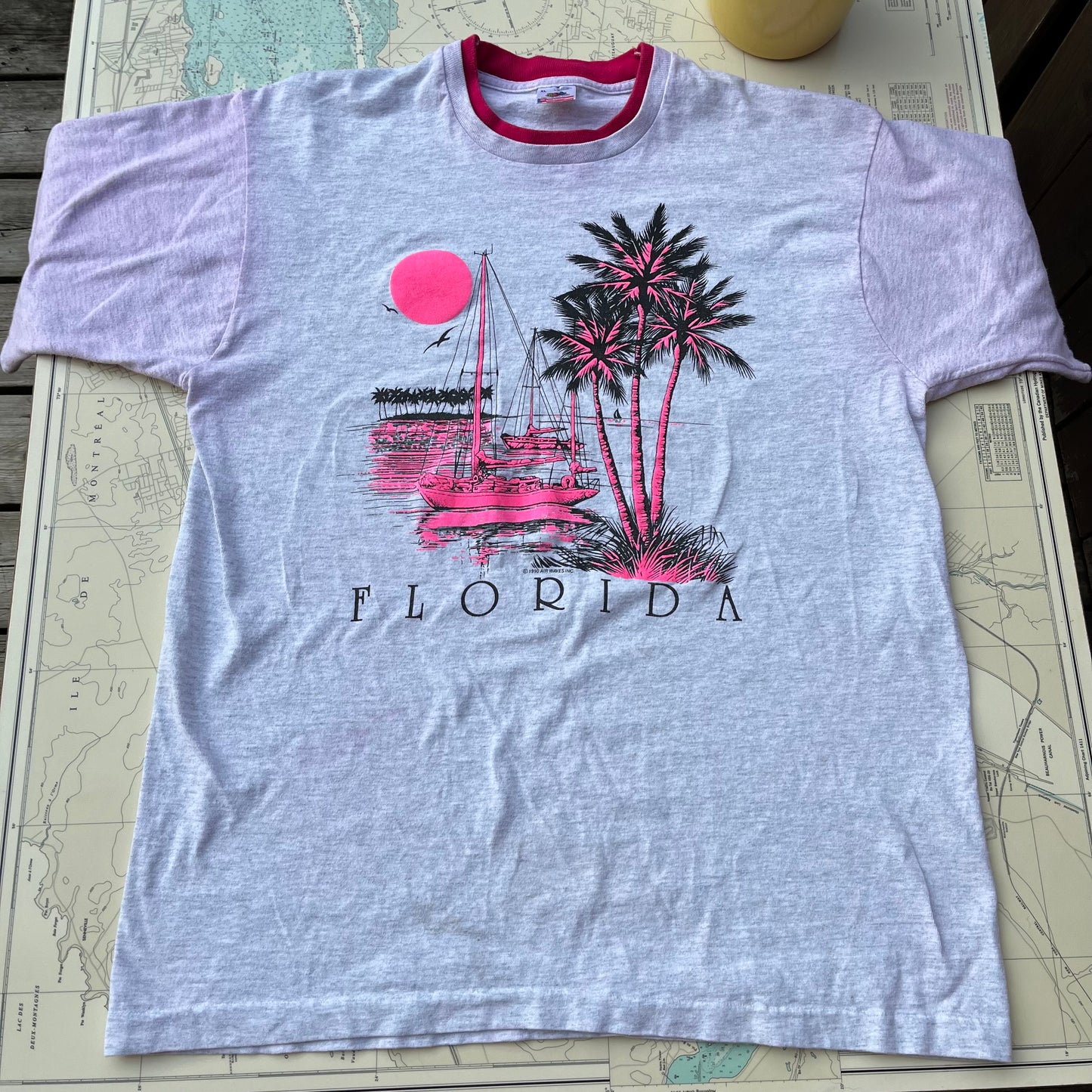 Vintage 1990 Neon Florida Graphic Tourism Tee