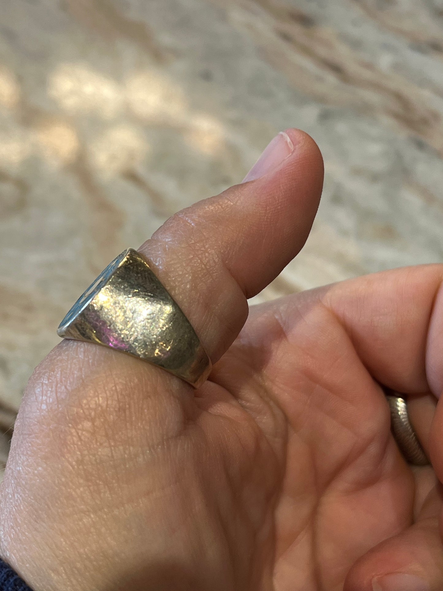 Vintage Sterling Silver Stone Inlay Celestial Ring