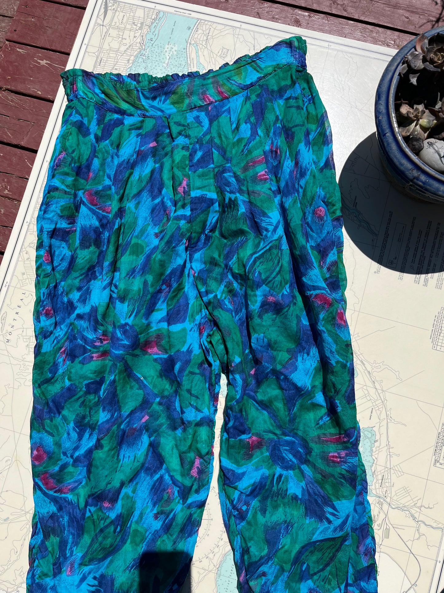 Vintage 90s Arvanti Cotton Brushstroke Pattern Pants