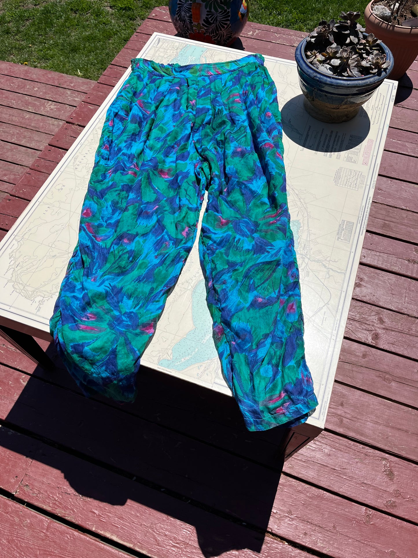 Vintage 90s Arvanti Cotton Brushstroke Pattern Pants