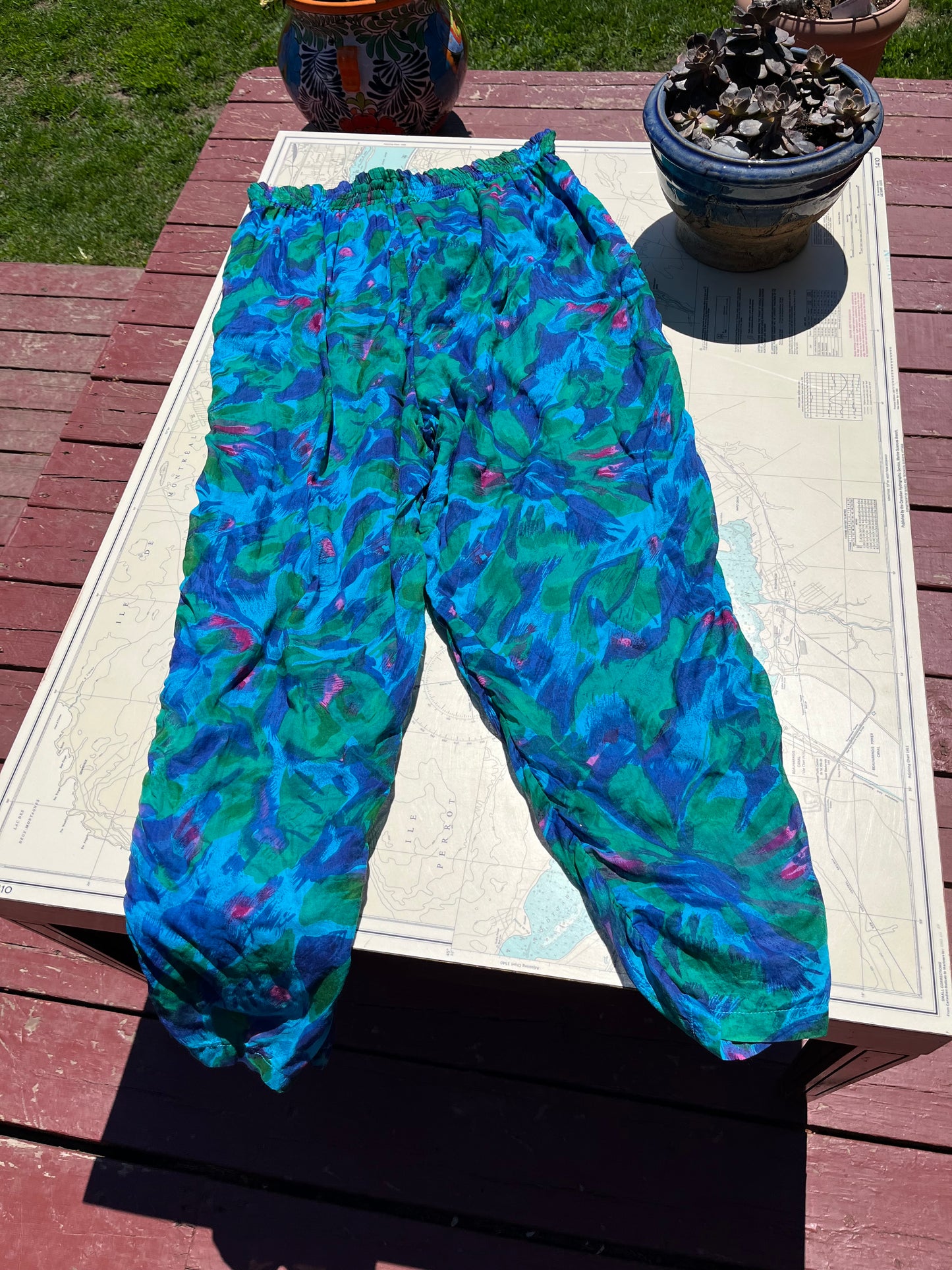 Vintage 90s Arvanti Cotton Brushstroke Pattern Pants