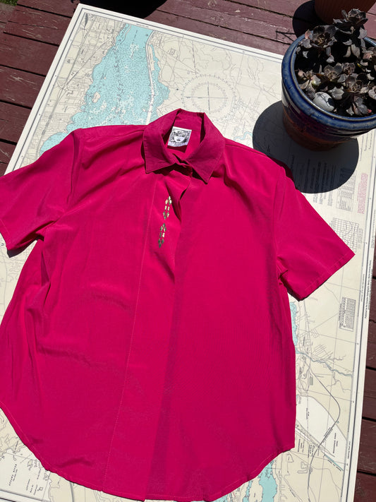 Vintage Company Paris Pink Embellished Button Up