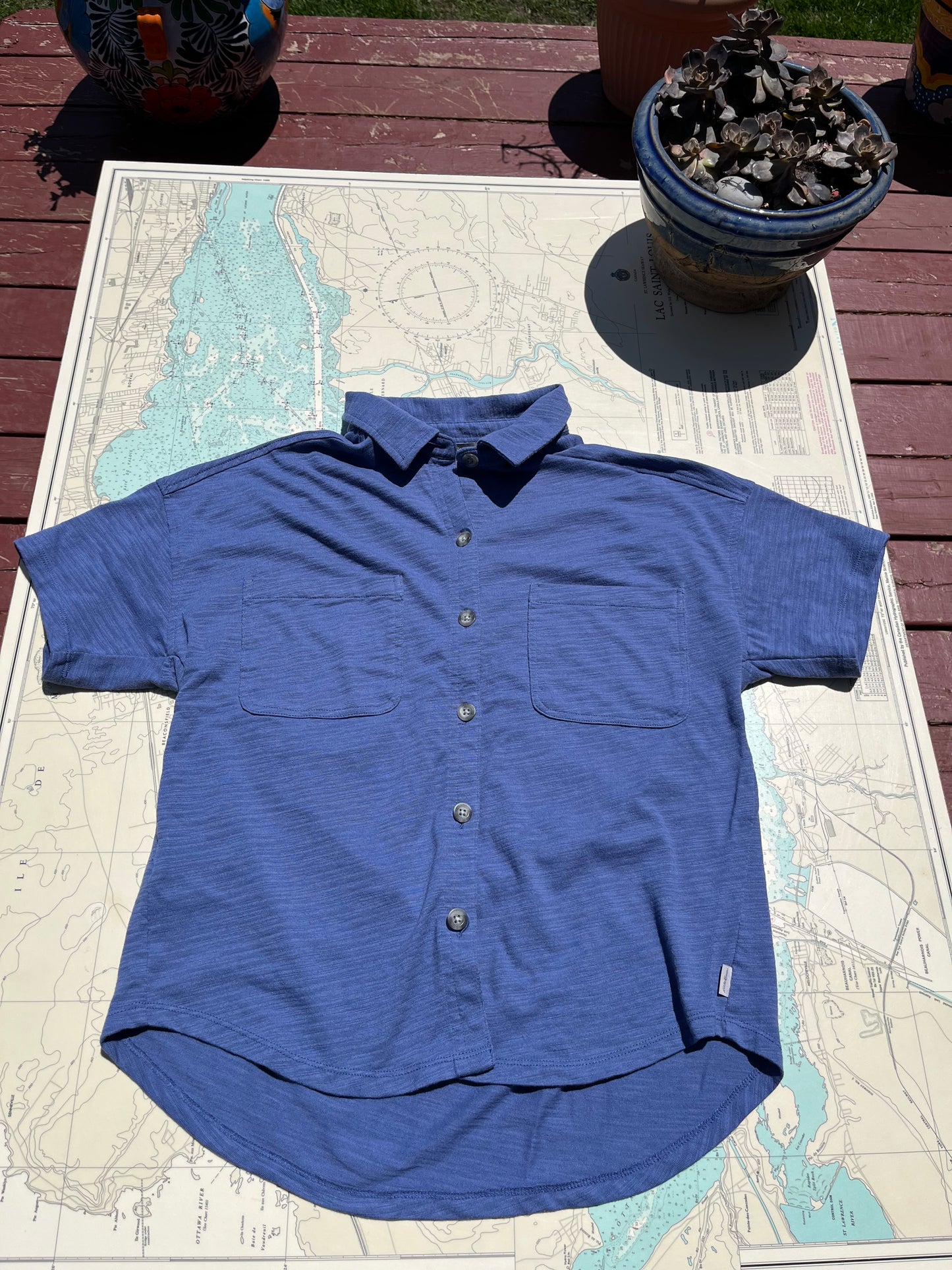 Eddie Bauer Blue Button Up Tee