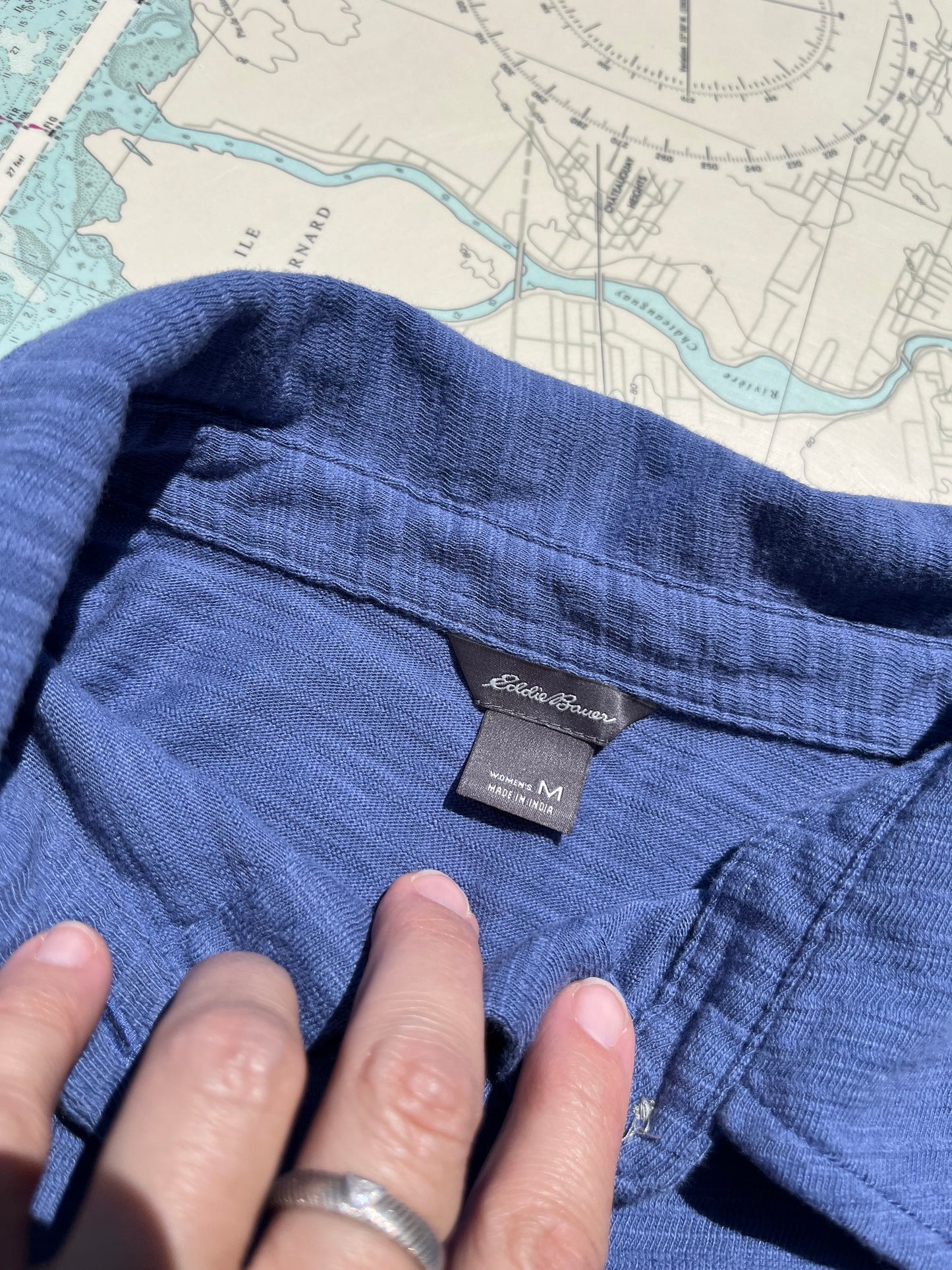 Eddie Bauer Blue Button Up Tee