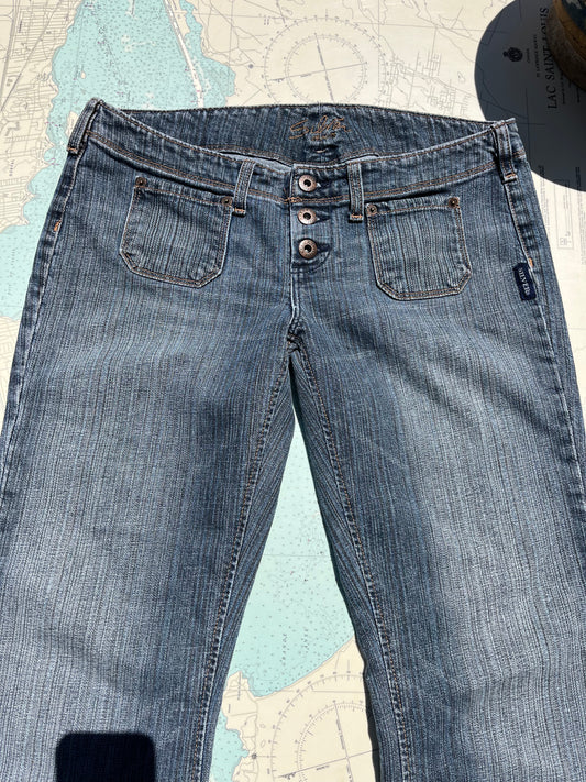 Vintage 00s Y2K Silver Ultra Low Rise Button Fly Jeans 32 x 33