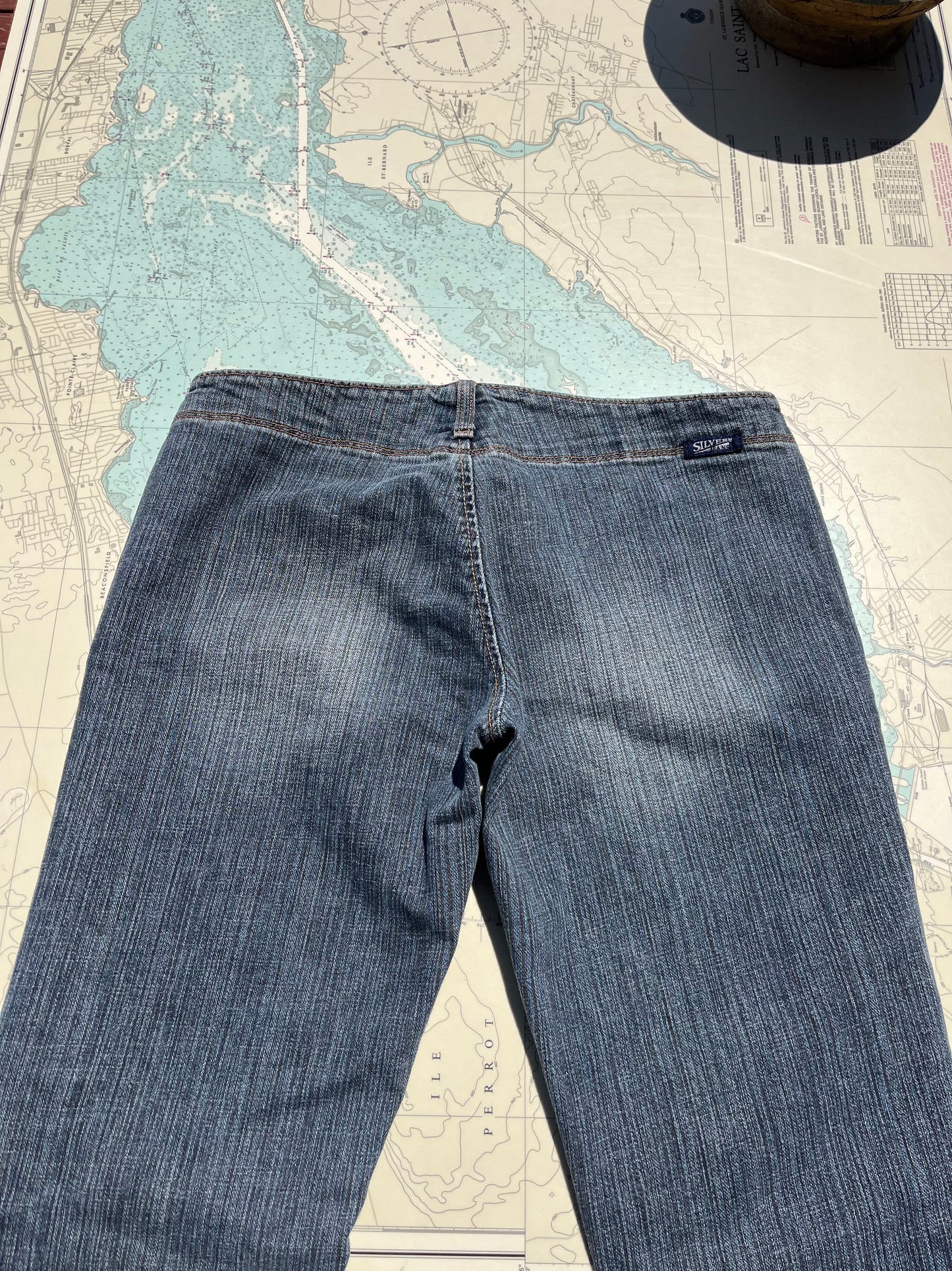 Vintage 00s Y2K Silver Ultra Low Rise Button Fly Jeans 32 x 33