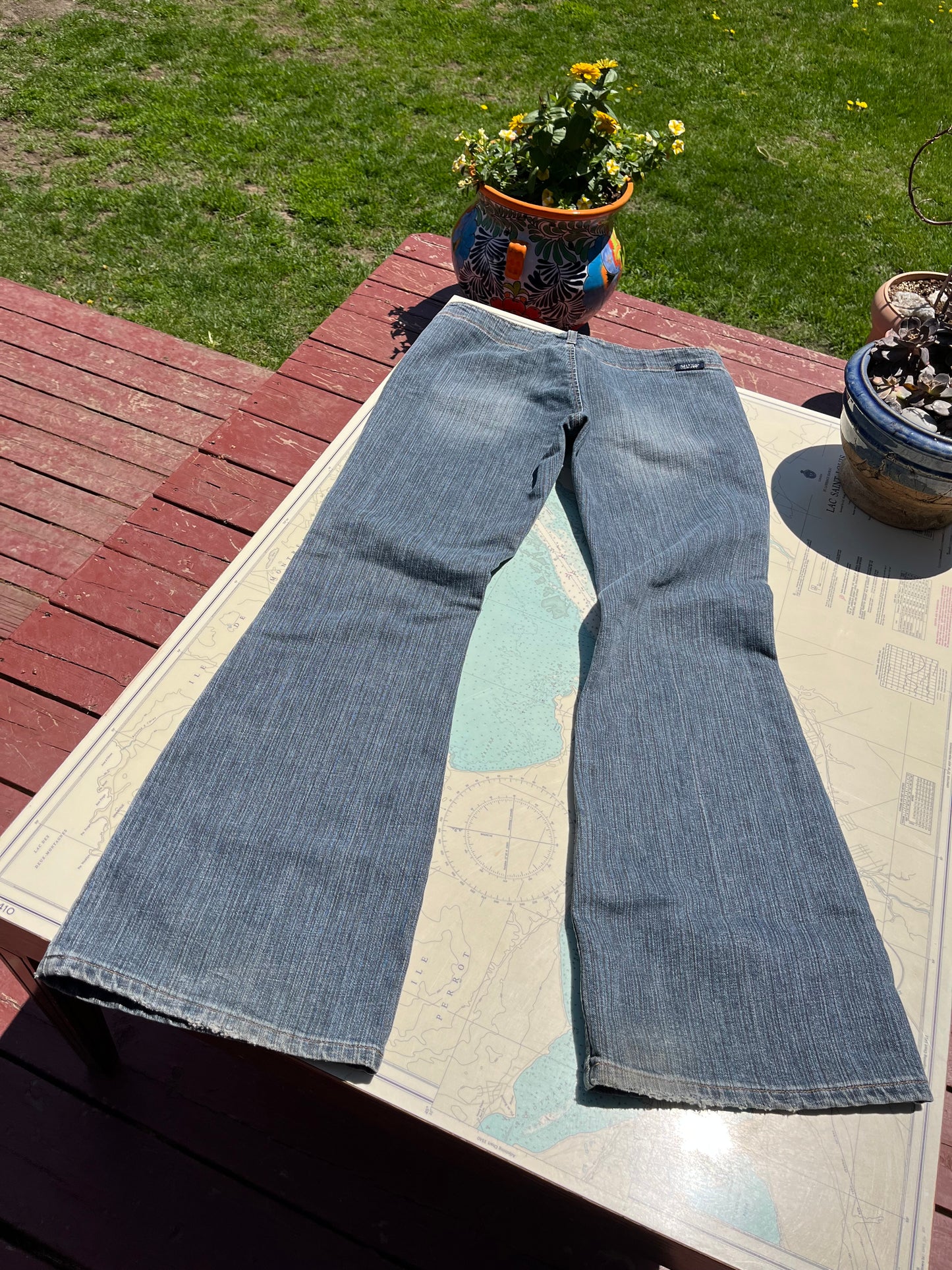 Vintage 00s Y2K Silver Ultra Low Rise Button Fly Jeans 32 x 33
