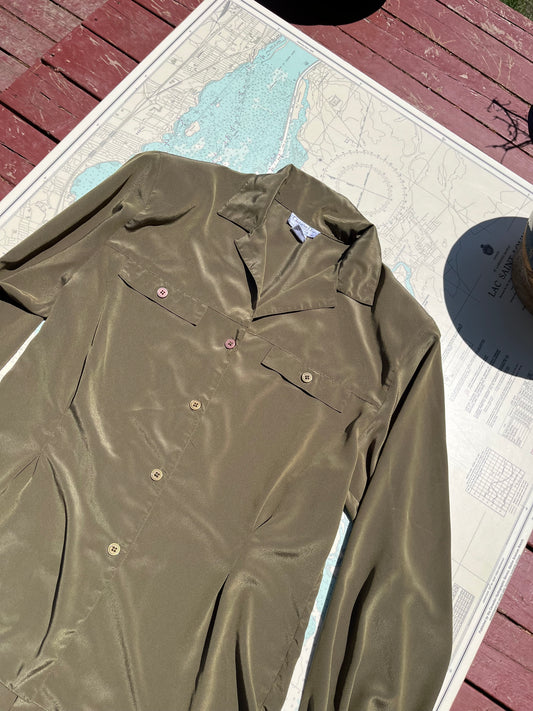 Vintage Christian Dior Olive Green Blouse