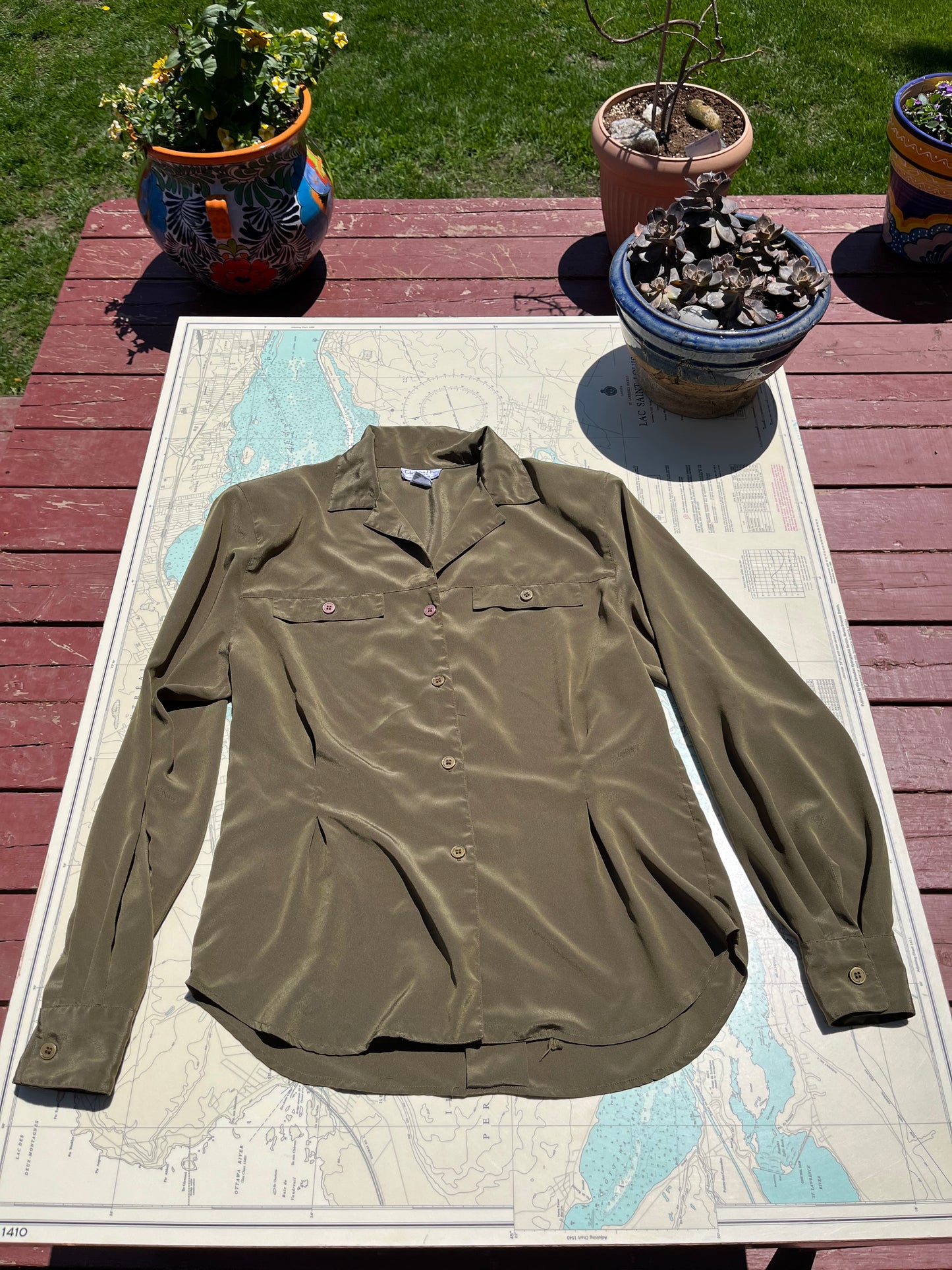 Vintage Christian Dior Olive Green Blouse