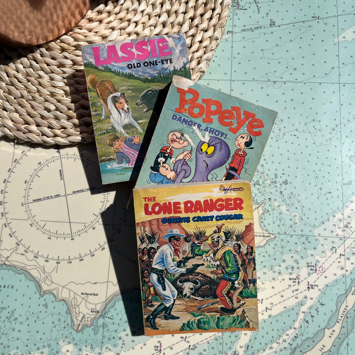 Vintage 60s / 70s Lassie, Popeye, and The Lone Ranger Big Little Books