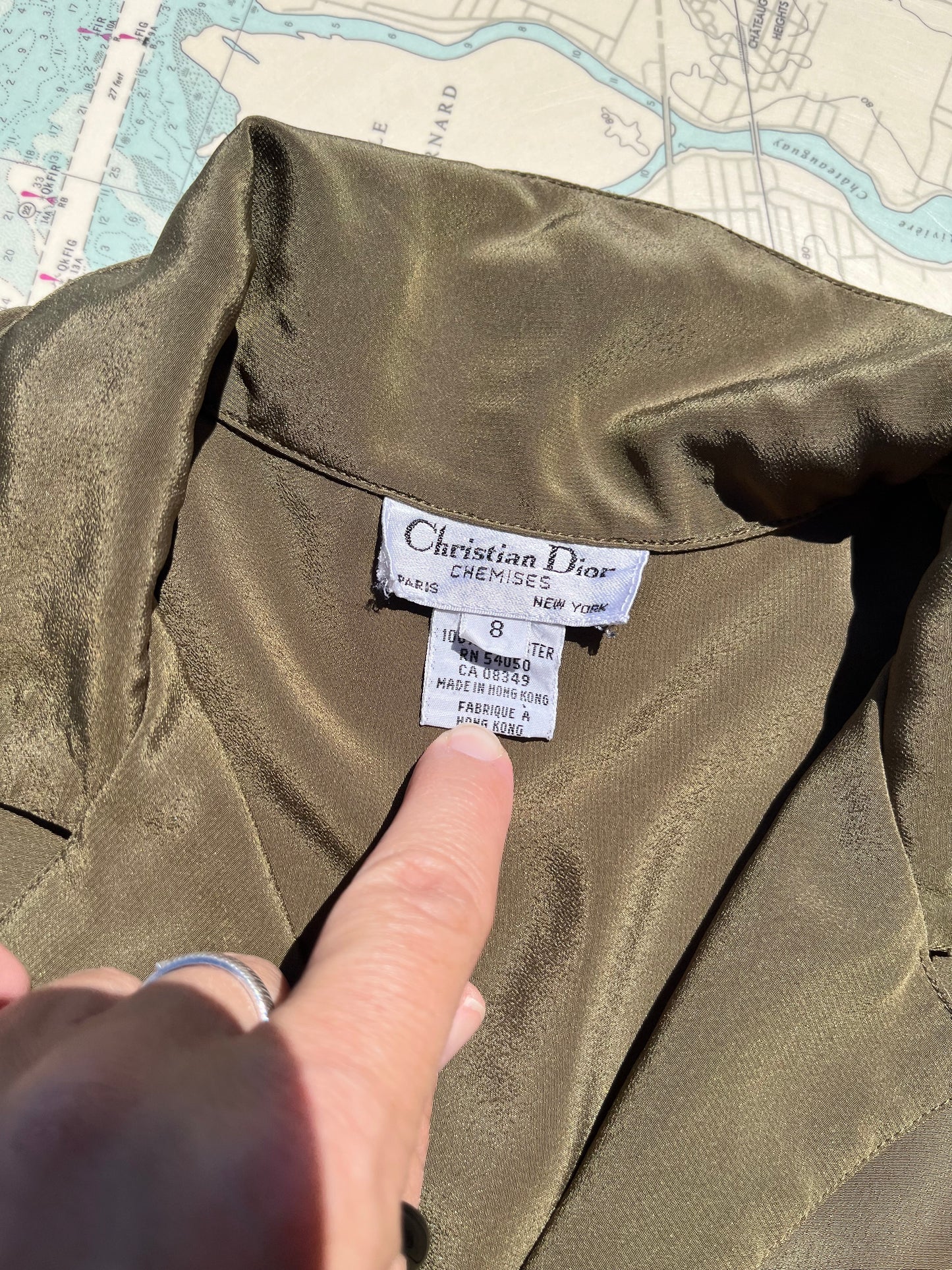 Vintage Christian Dior Olive Green Blouse