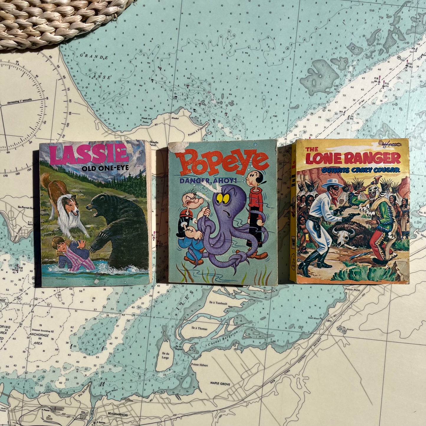 Vintage 60s / 70s Lassie, Popeye, and The Lone Ranger Big Little Books