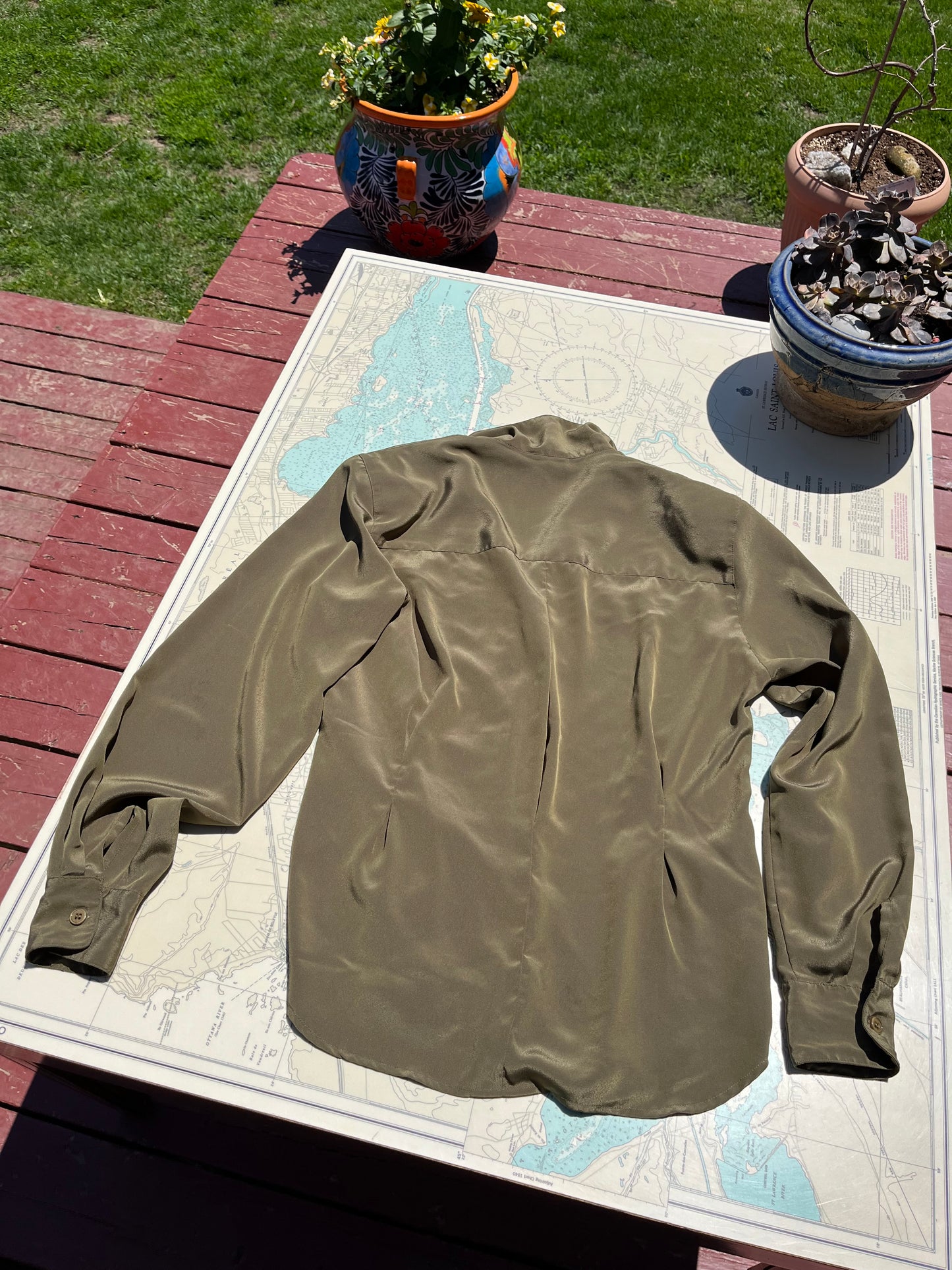 Vintage Christian Dior Olive Green Blouse